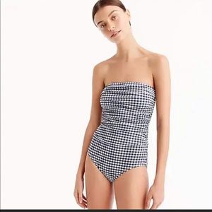 J Crew Gingham bandeau swimsuit NWT